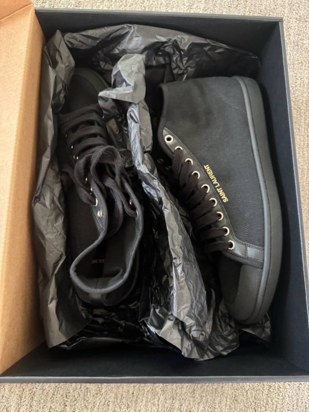 Saint Laurent Men's/Women’s Black Canvas High-Top Sneakers - Picture 2 of 4